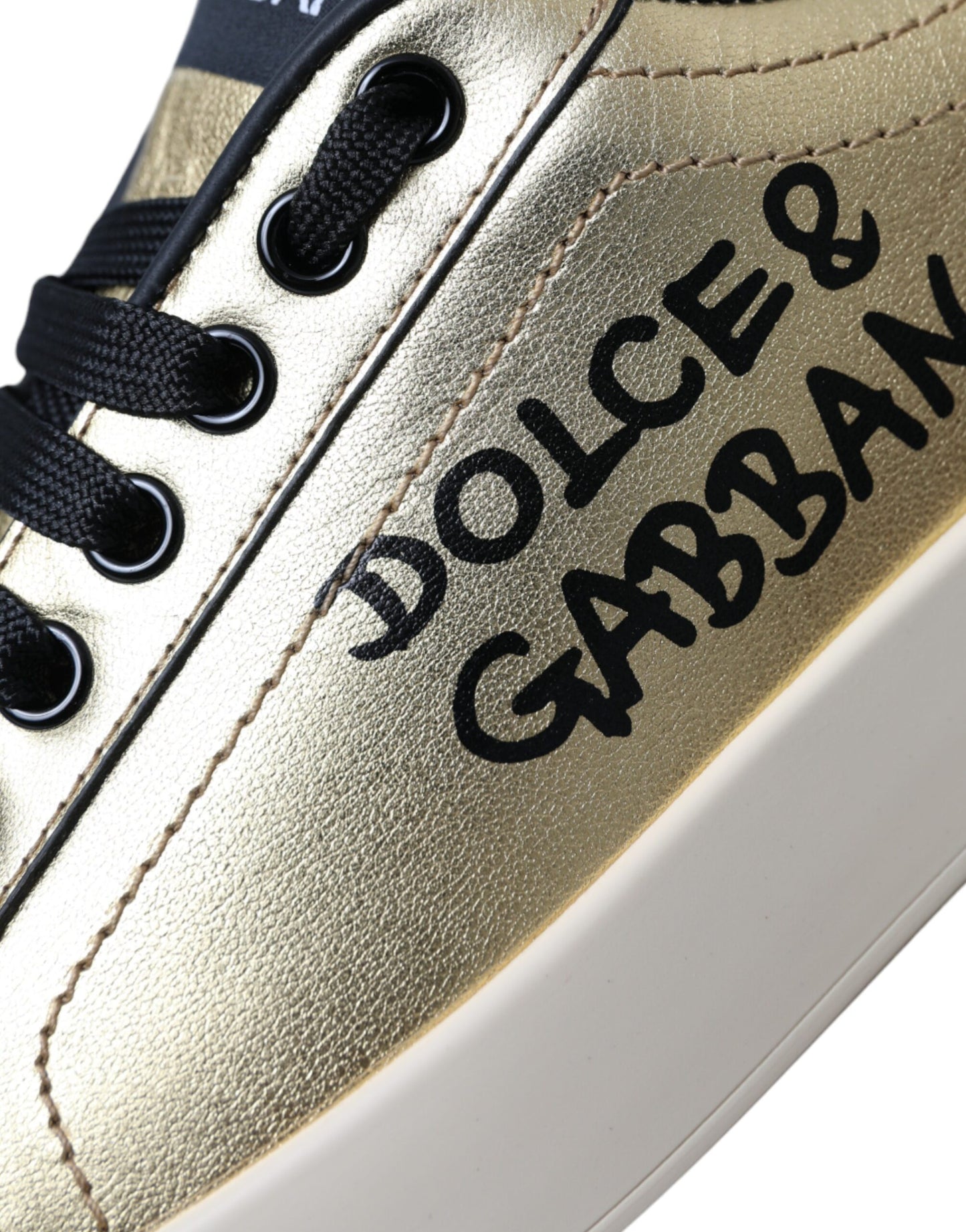 Zapatillas de piel de becerro Portofino doradas para mujer