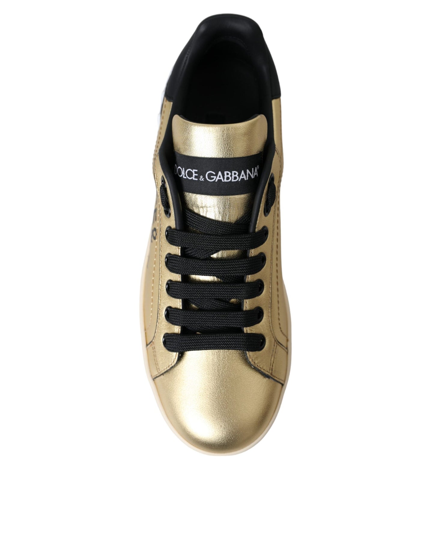 Zapatillas de piel de becerro Portofino doradas para mujer