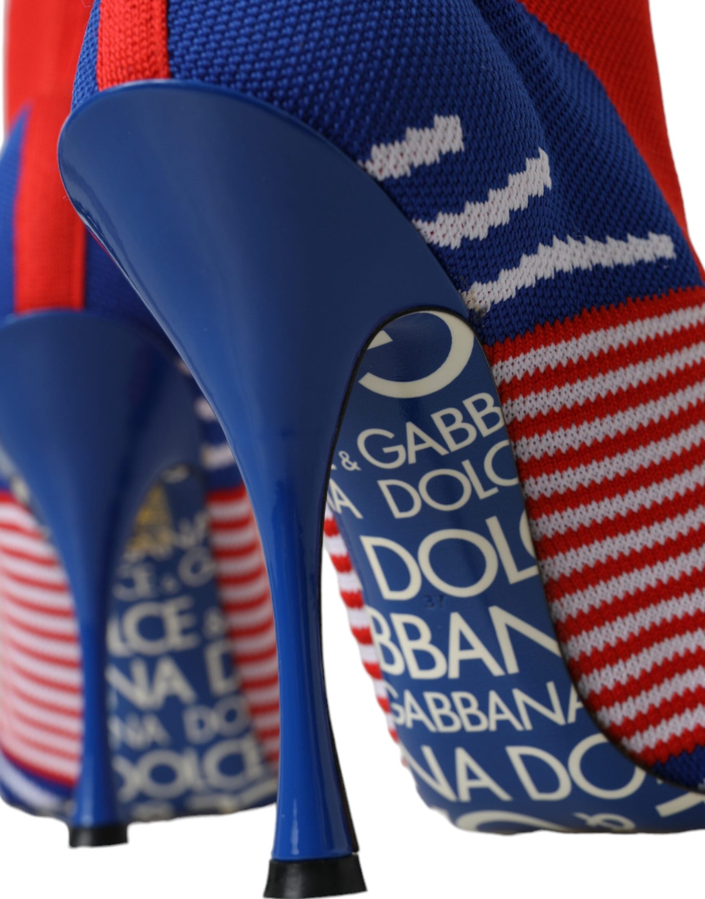 Botas cortas estilo calcetín elásticas rojas y azules con logotipo