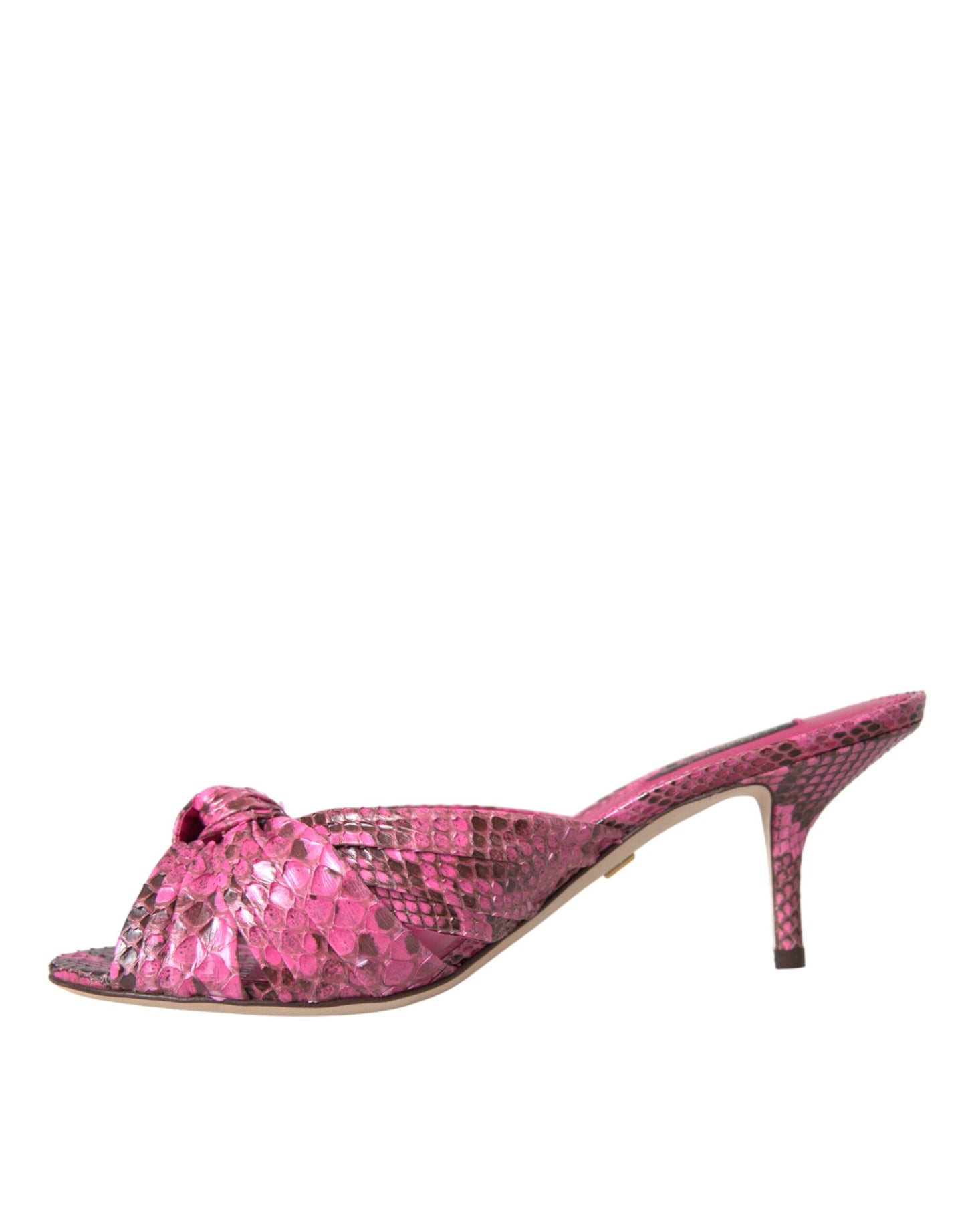Sandalias de tacón bajo de piel exótica rosa
