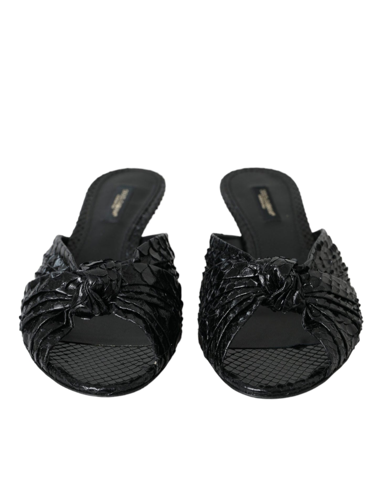 Sandalias de tacón de piel exótica negra