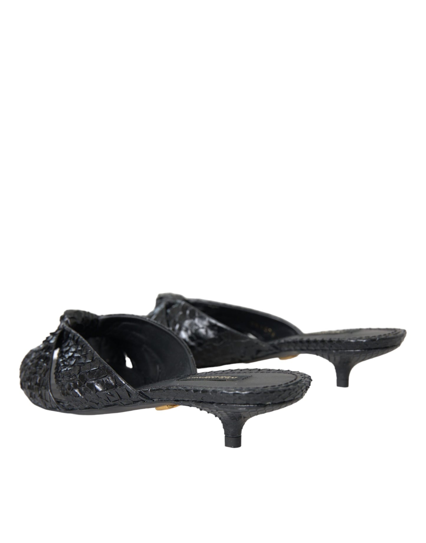 Sandalias de tacón de piel exótica negra
