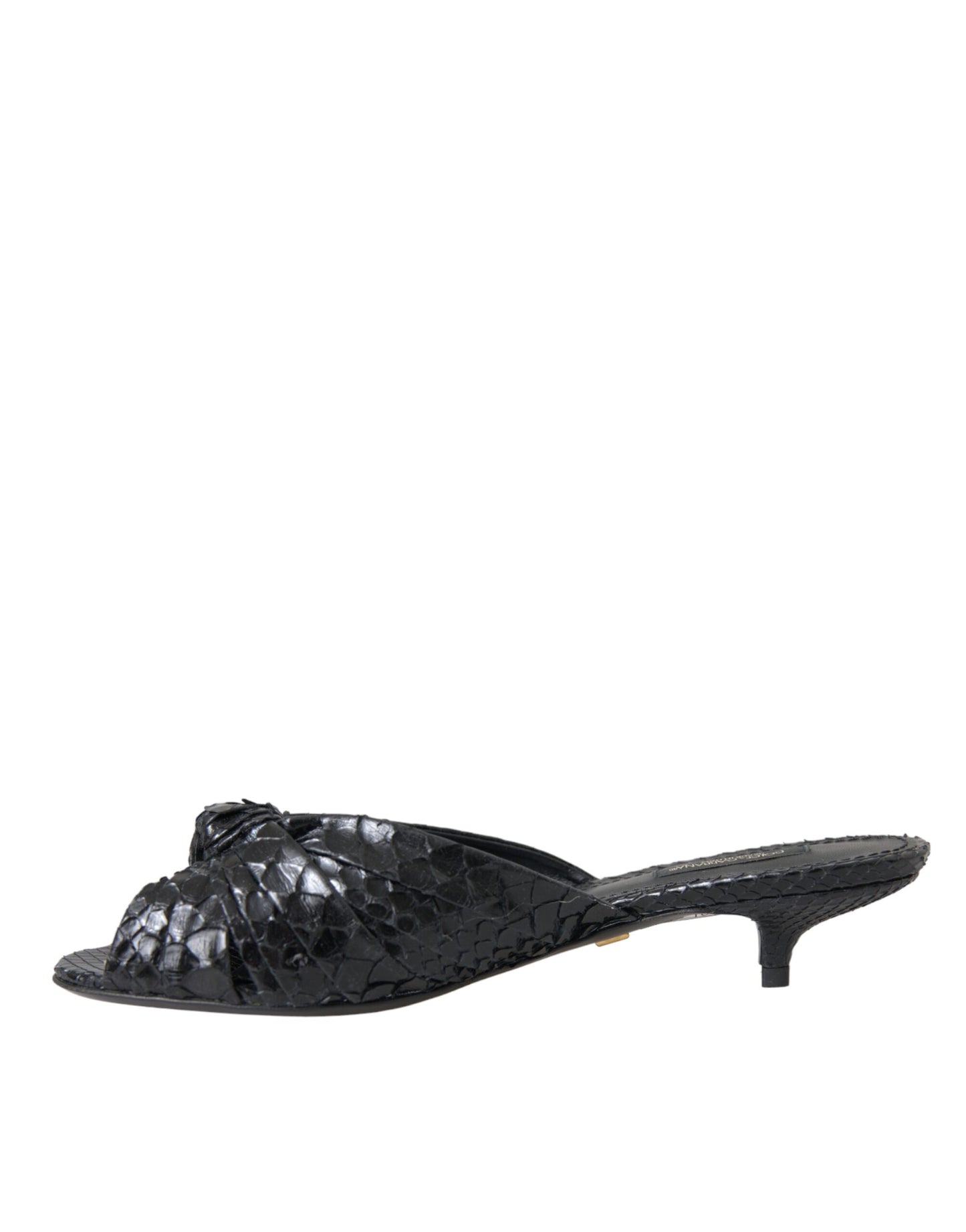 Sandalias de tacón de piel exótica negra