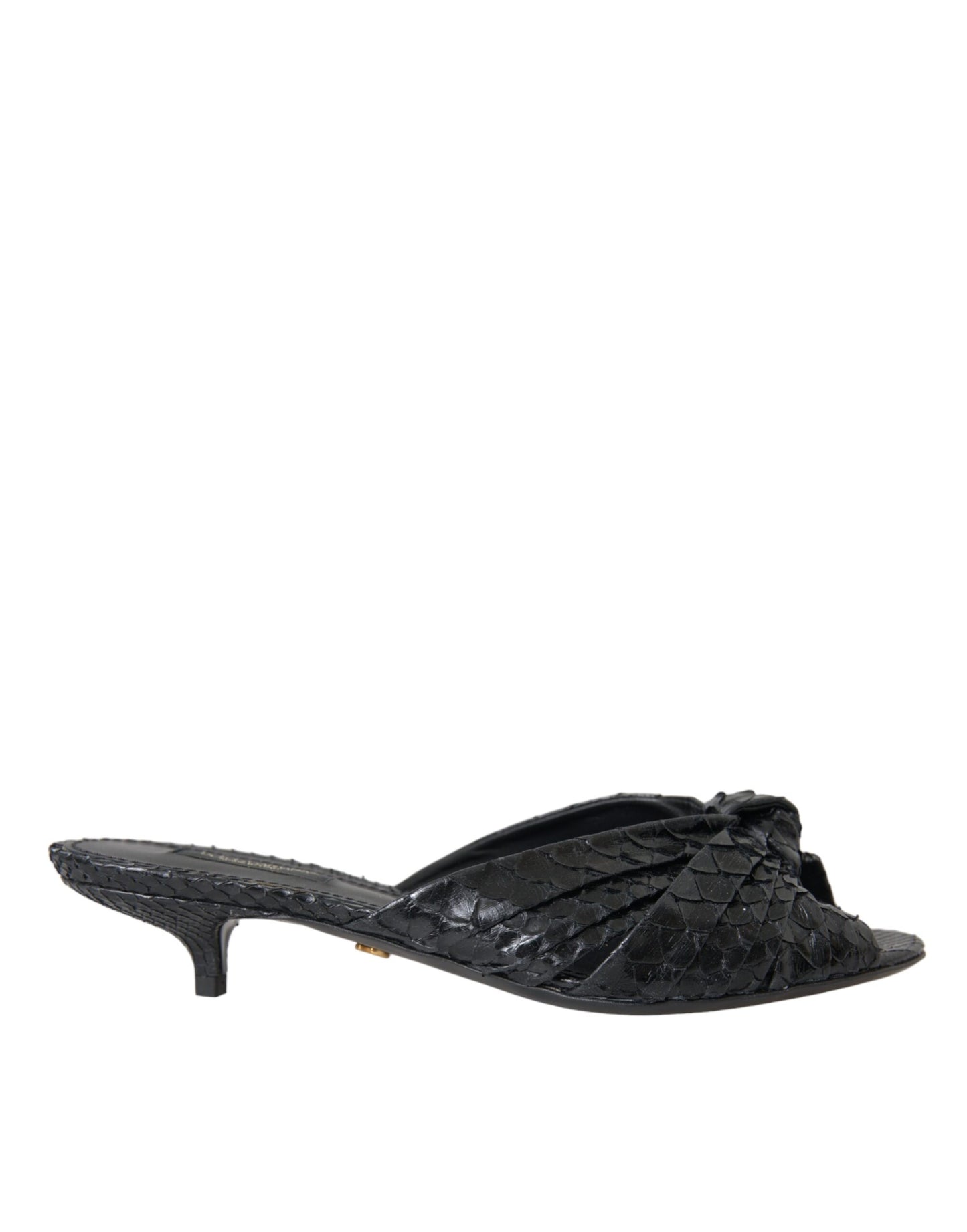 Sandalias de tacón de piel exótica negra