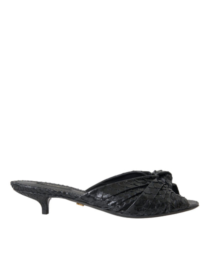 Sandalias de tacón de piel exótica negra