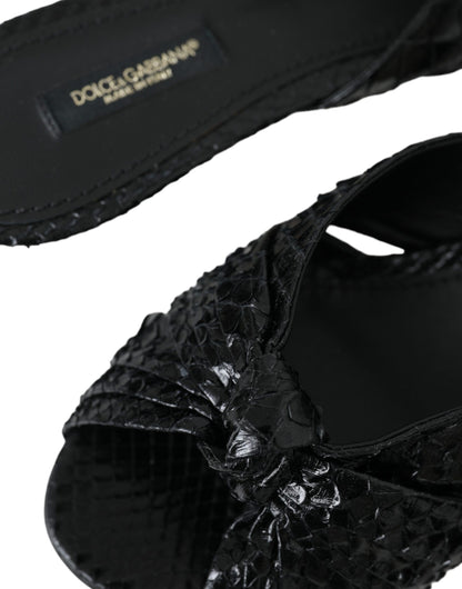 Sandalias de tacón de piel exótica negra