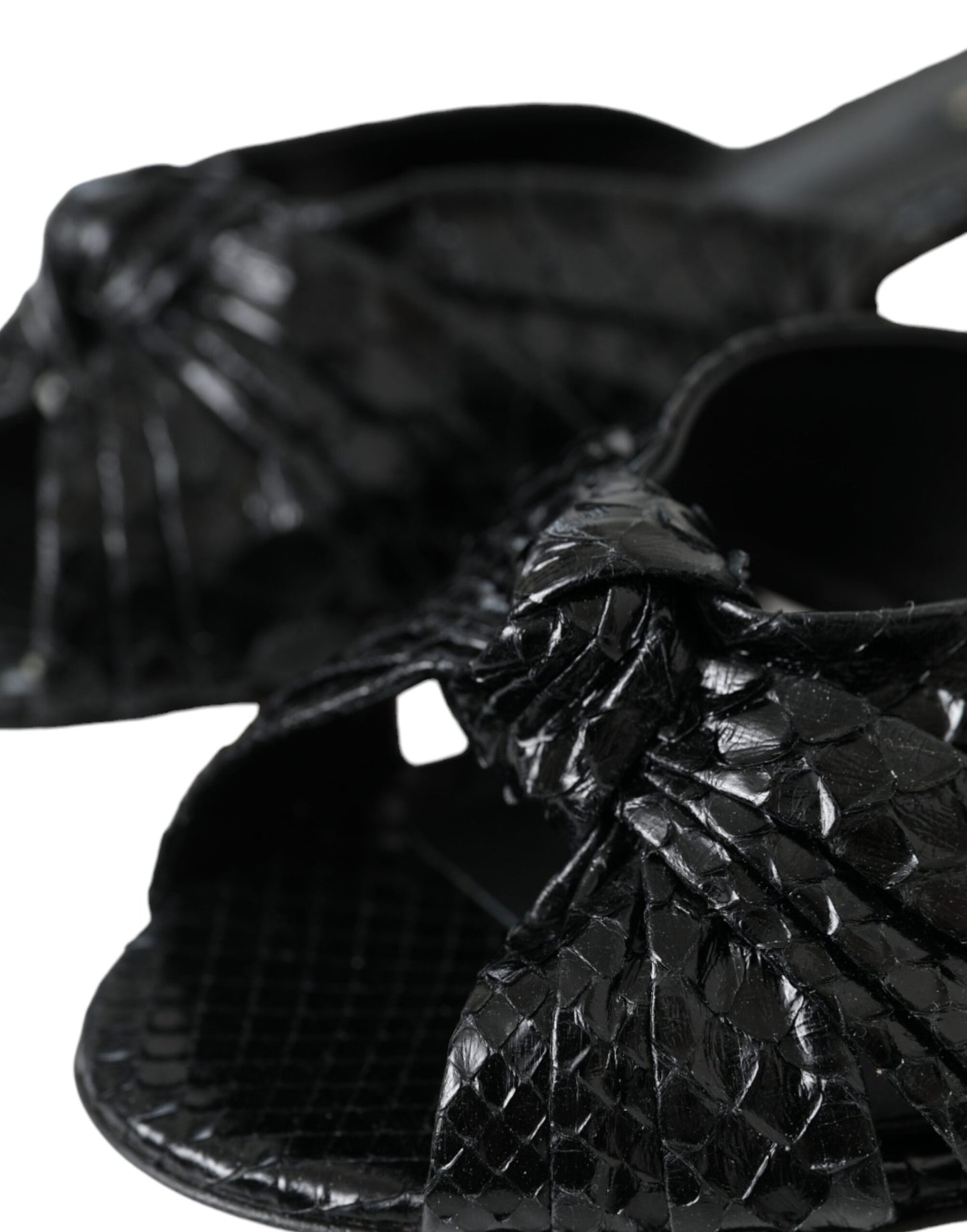 Sandalias de tacón de piel exótica negra