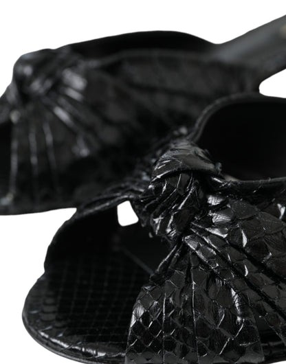 Sandalias de tacón de piel exótica negra
