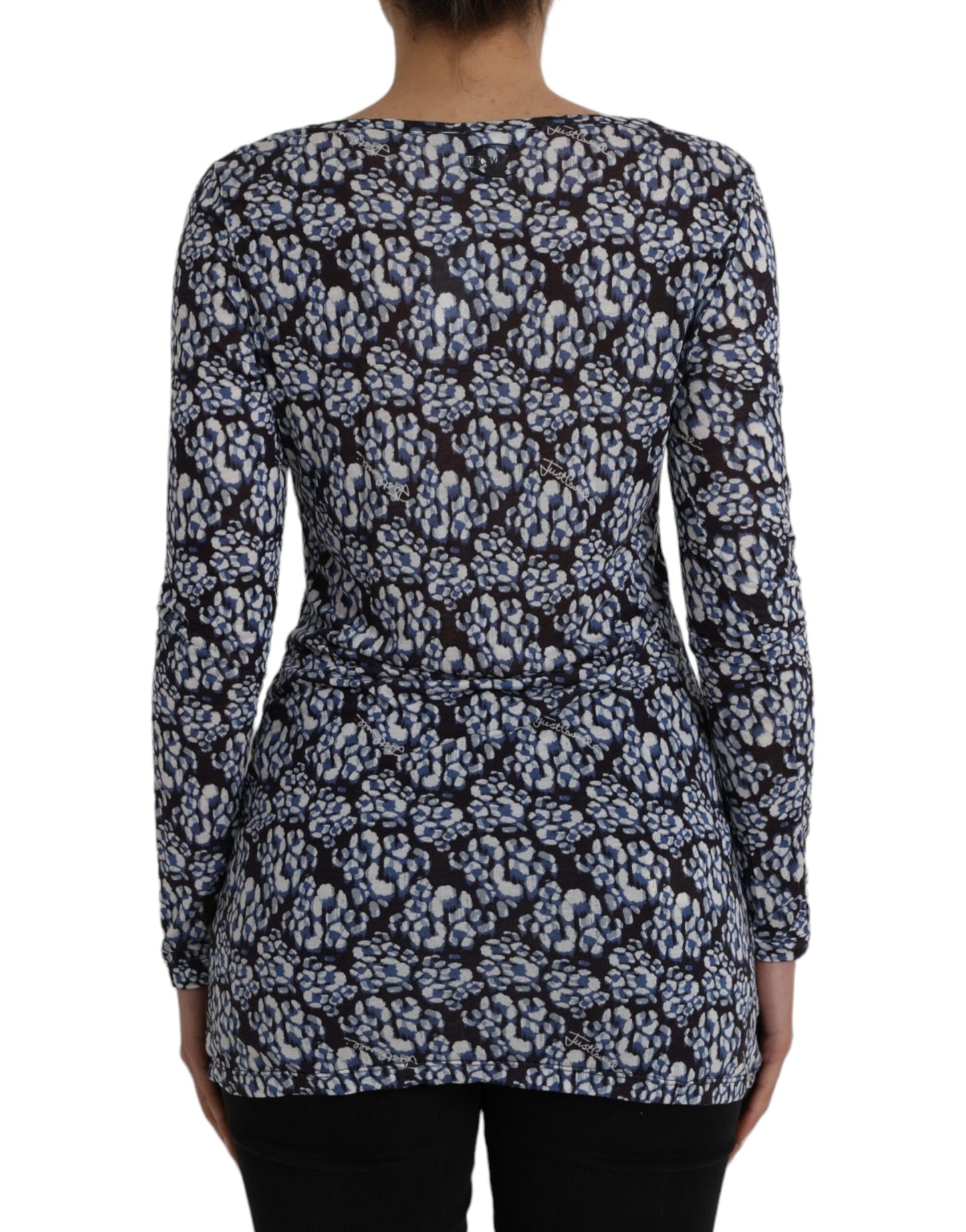 Blusa interior de manga larga con encaje floral azul