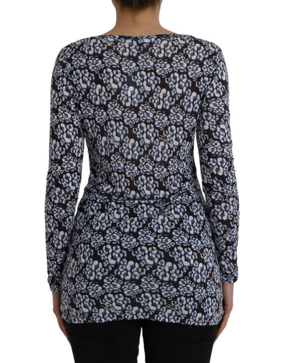 Blusa interior de manga larga con encaje floral azul