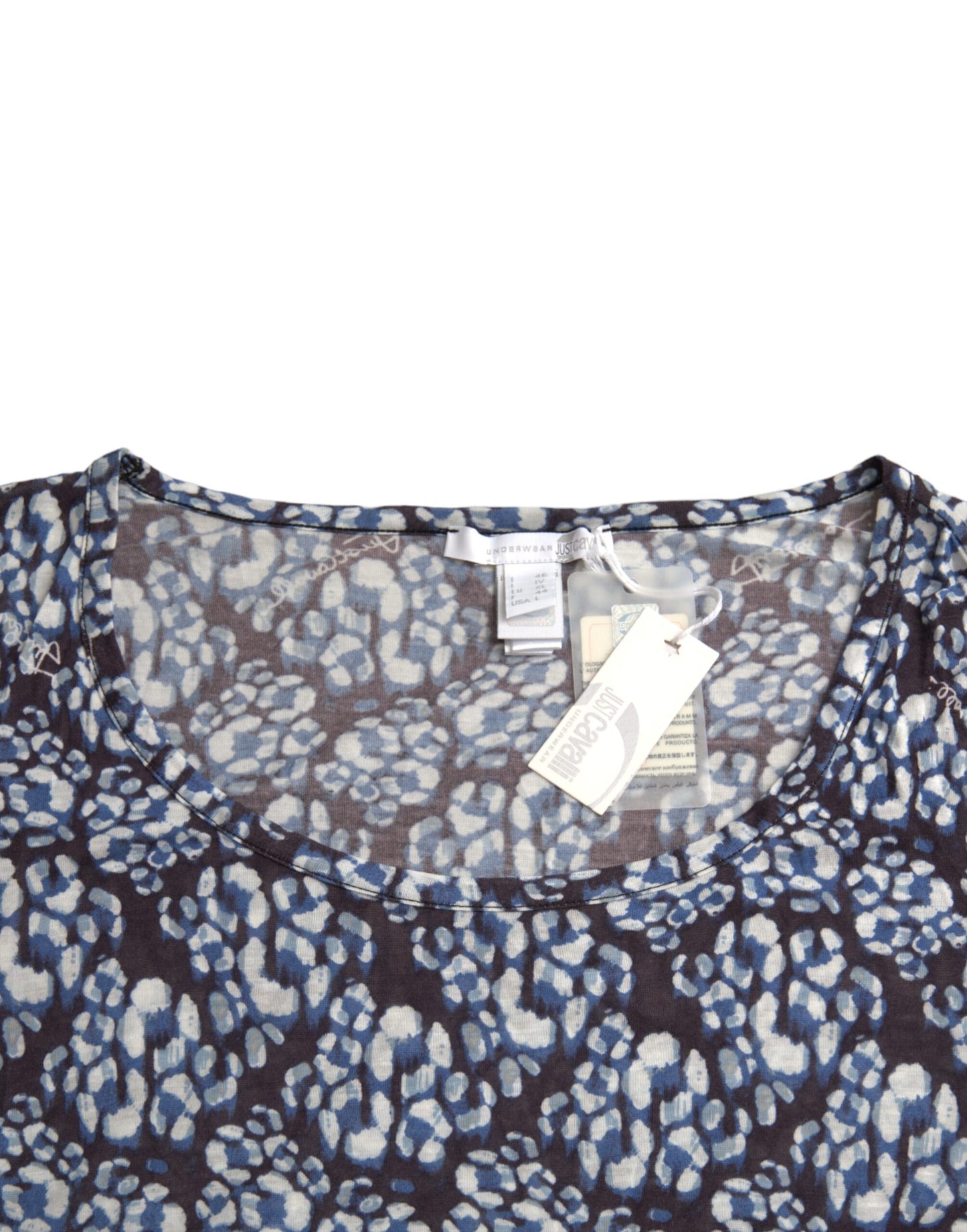 Blusa interior de manga larga con encaje floral azul