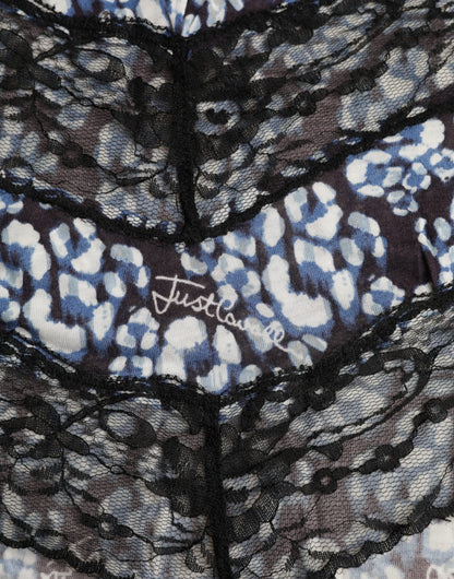 Blusa interior de manga larga con encaje floral azul