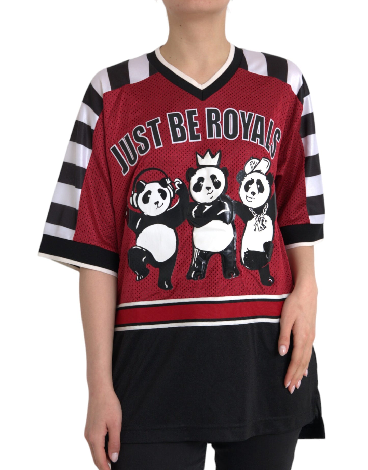 Camiseta extragrande multicolor con panda de la realeza
