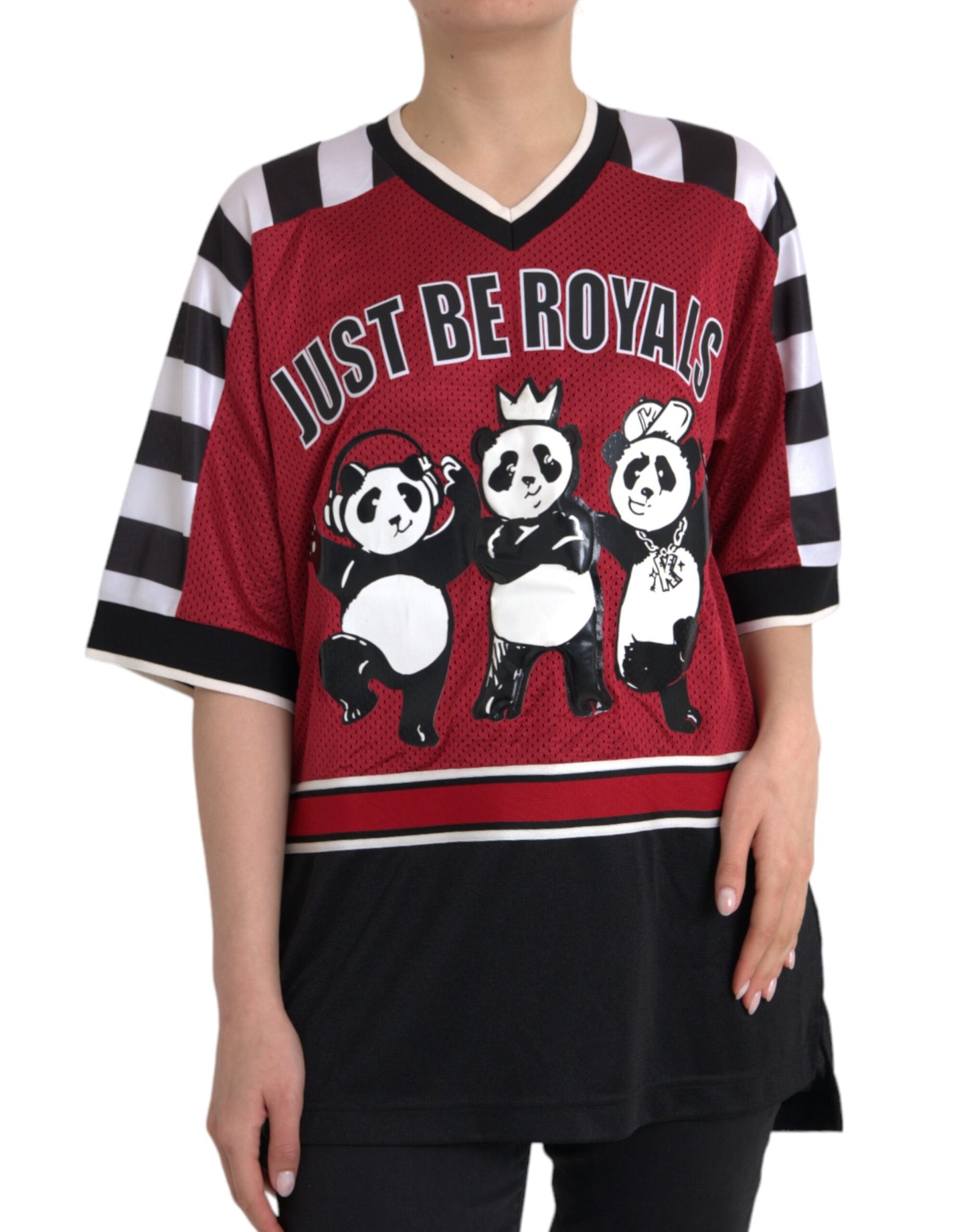 Camiseta extragrande multicolor con panda de la realeza