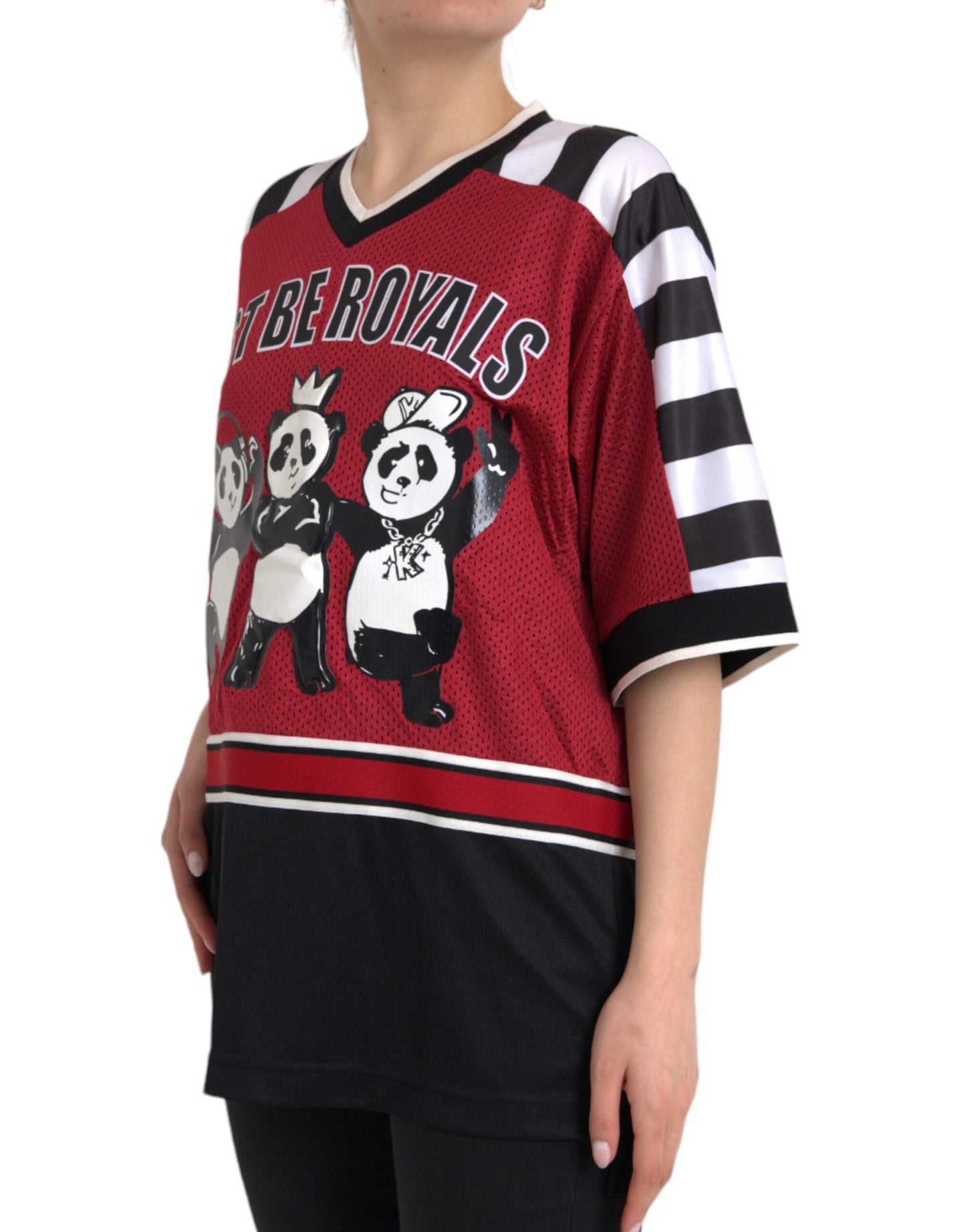 Camiseta extragrande multicolor con panda de la realeza