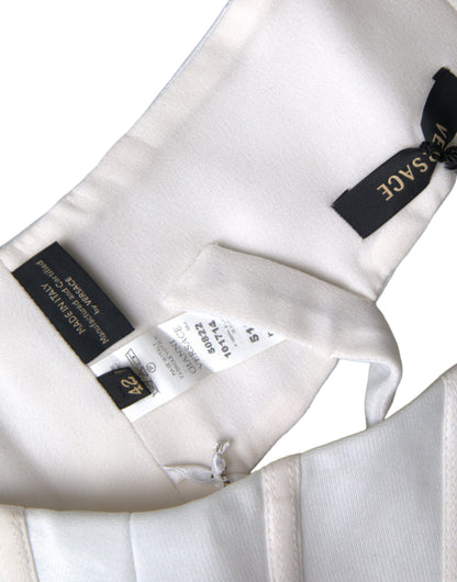 Top corto sin mangas con bustier de viscosa blanca