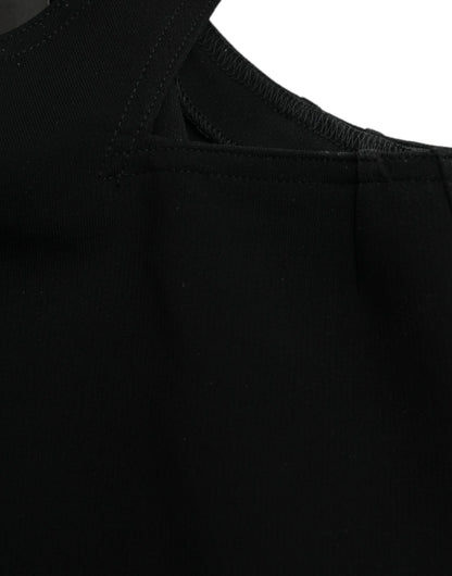 Top corto negro sin mangas con cuello redondo