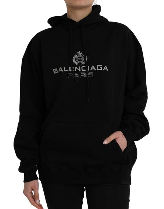 Sudadera con capucha y logotipo de algodón negro