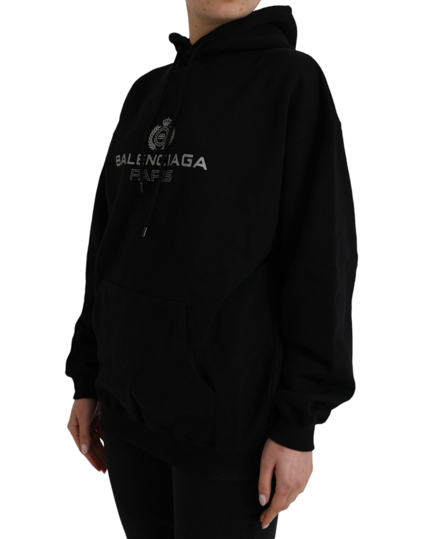 Sudadera con capucha y logotipo de algodón negro
