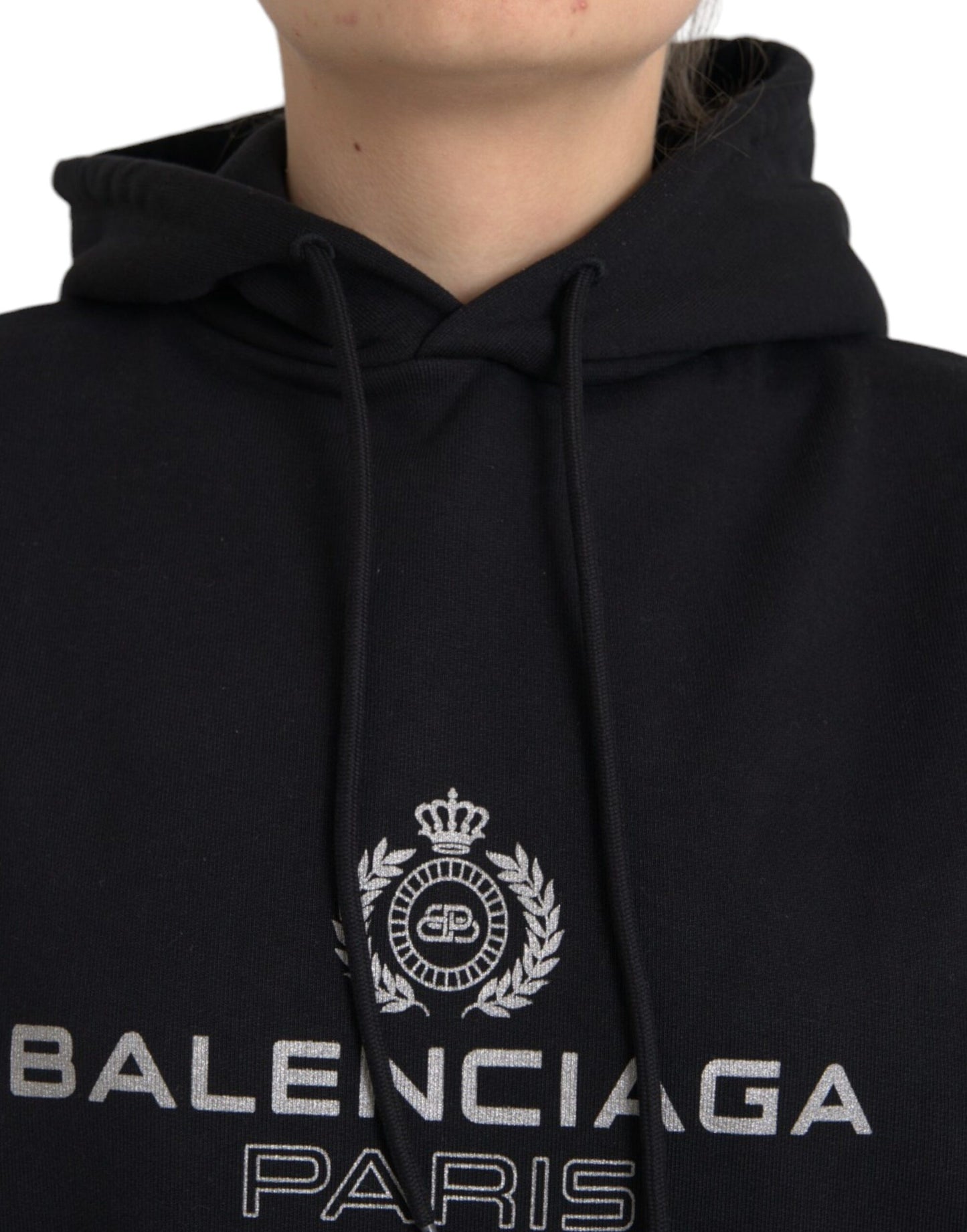 Sudadera con capucha y logotipo de algodón negro