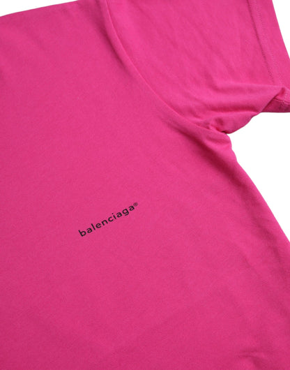Camiseta de algodón rosa de manga corta y cuello redondo