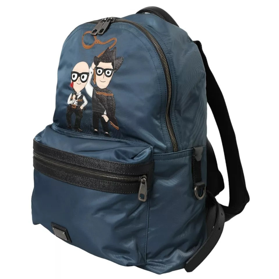 Mochila de nailon azul con parche #DGFamily para hombre