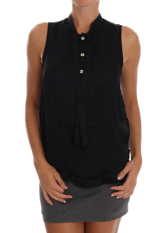 Blusa negra elegante sin mangas