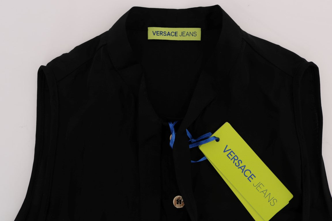 Blusa negra elegante sin mangas