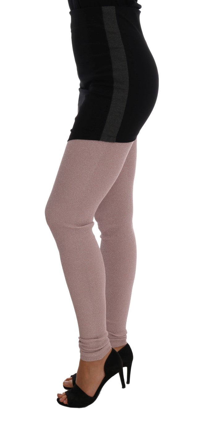 Elegantes pantalones elásticos de cintura media en color rosa