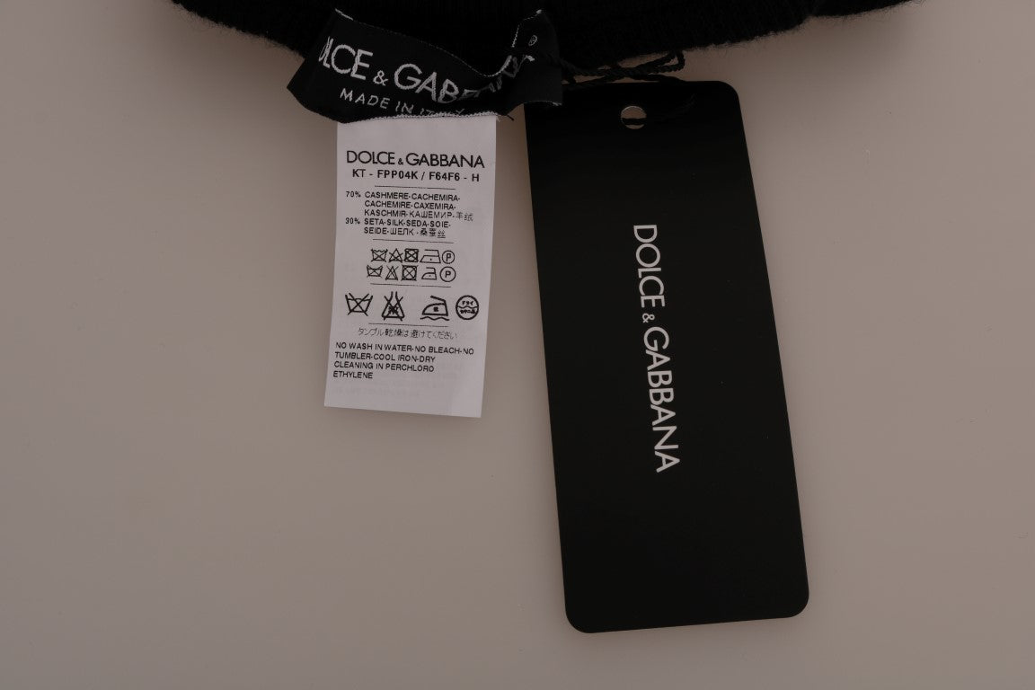 Elegantes pantalones elásticos de seda y cachemira negra