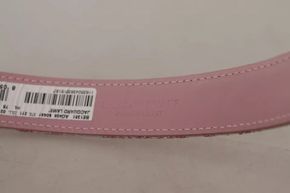 Cinturón con hebilla metálica dorada y bordado en jacquard rosa