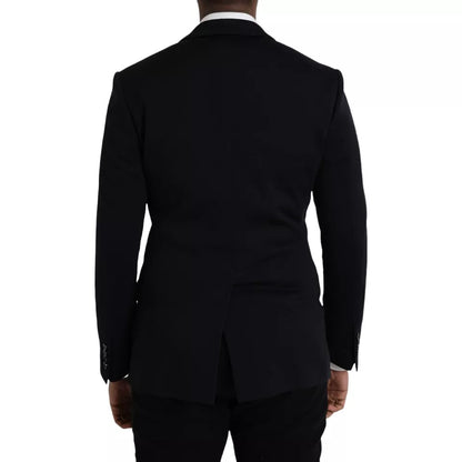 Blazer de lana azul con muesca y botonadura sencilla