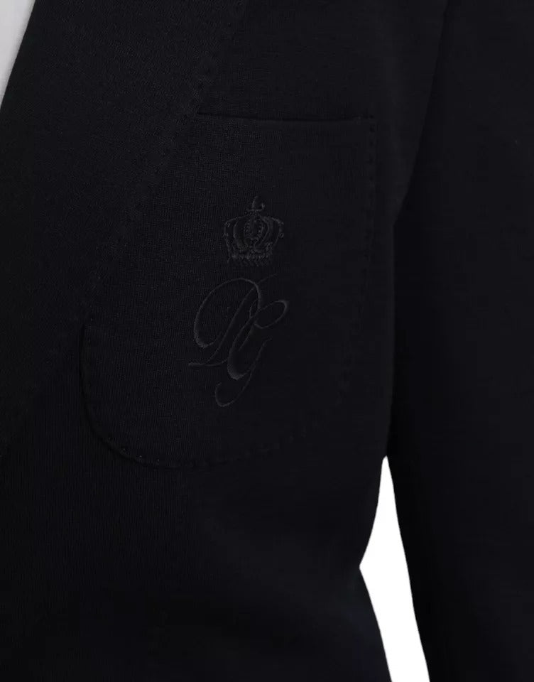 Blazer de lana azul con muesca y botonadura sencilla