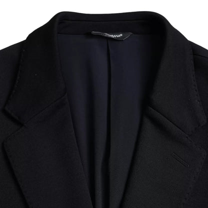 Blazer de lana azul con muesca y botonadura sencilla