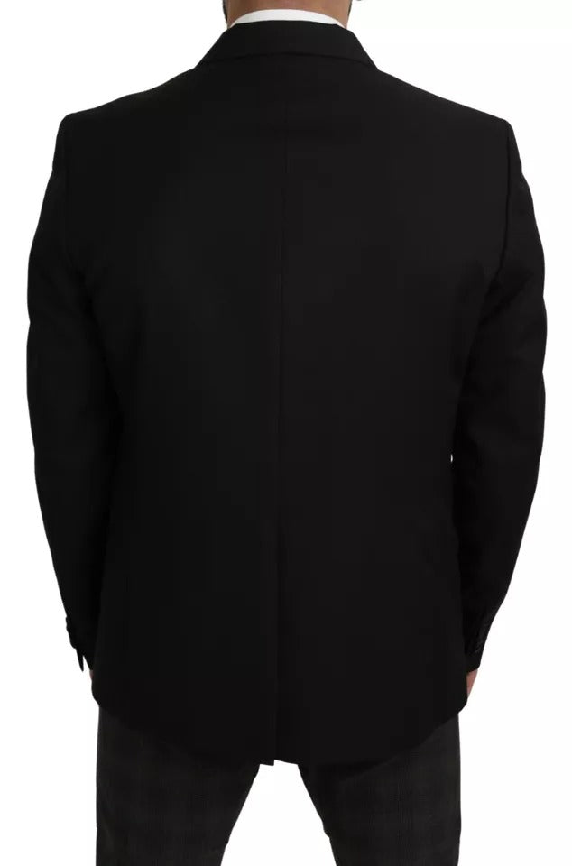 Chaqueta Blazer de lana negra con muesca y corte entallado