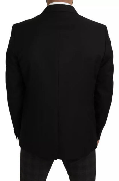 Chaqueta Blazer de lana negra con muesca y corte entallado