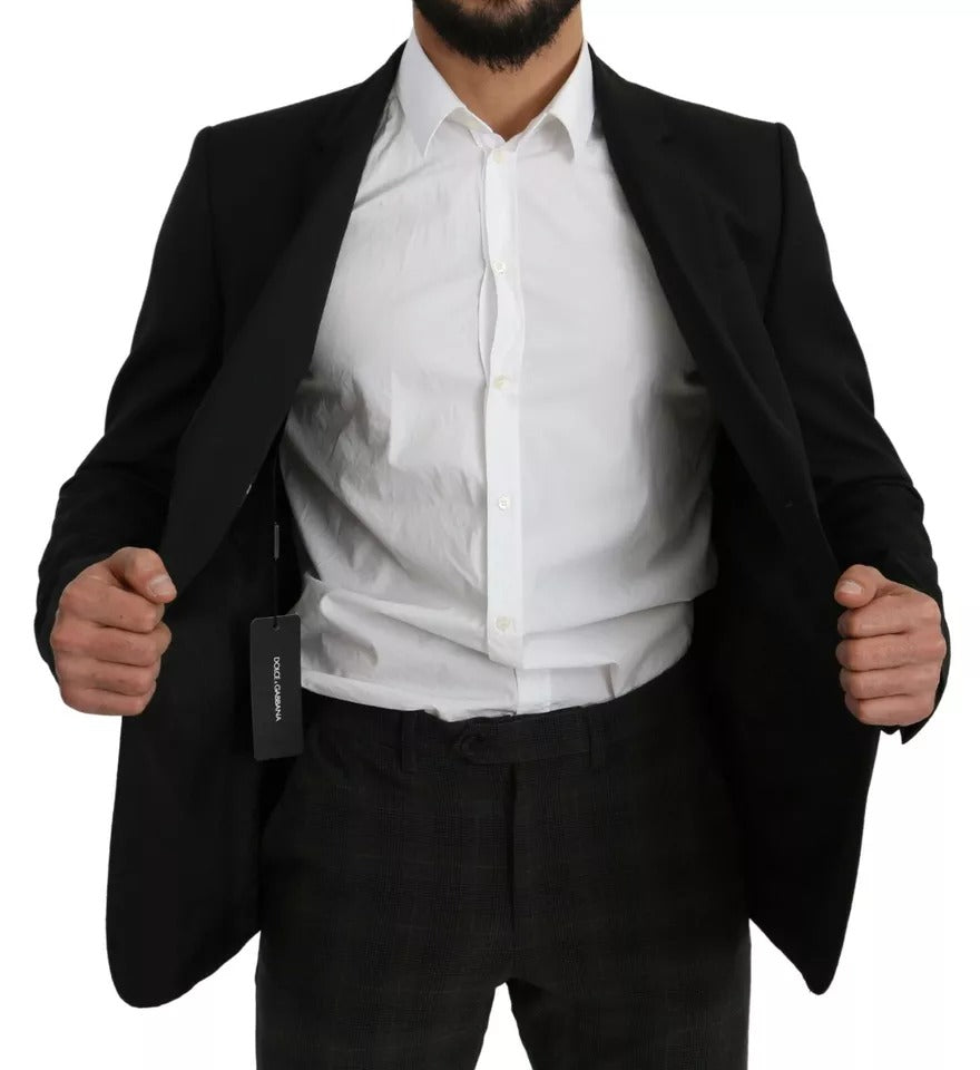 Chaqueta Blazer de lana negra con muesca y corte entallado