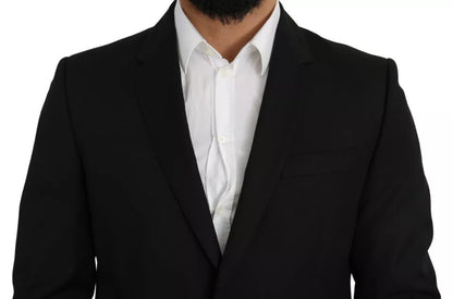 Chaqueta Blazer de lana negra con muesca y corte entallado
