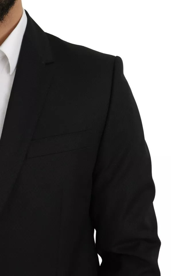 Chaqueta Blazer de lana negra con muesca y corte entallado
