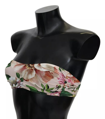 Traje de baño con estampado floral rosa y parte superior de bikini para la playa