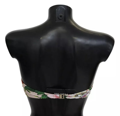 Traje de baño con estampado floral rosa y parte superior de bikini para la playa