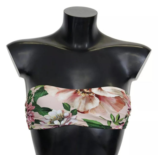 Traje de baño con estampado floral rosa y parte superior de bikini para la playa