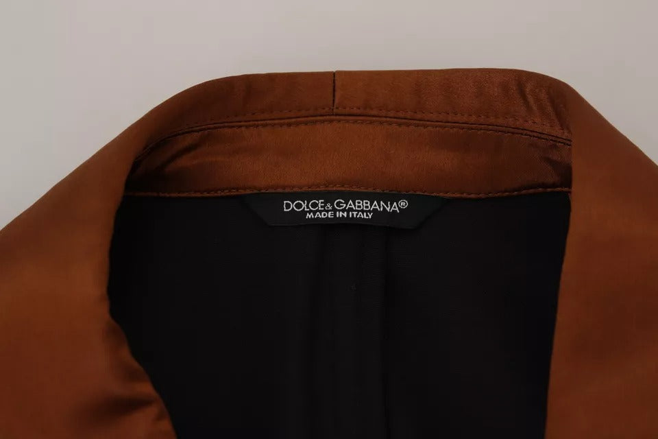 Chaqueta Blazer de seda entallada con estampado de monos de bronce