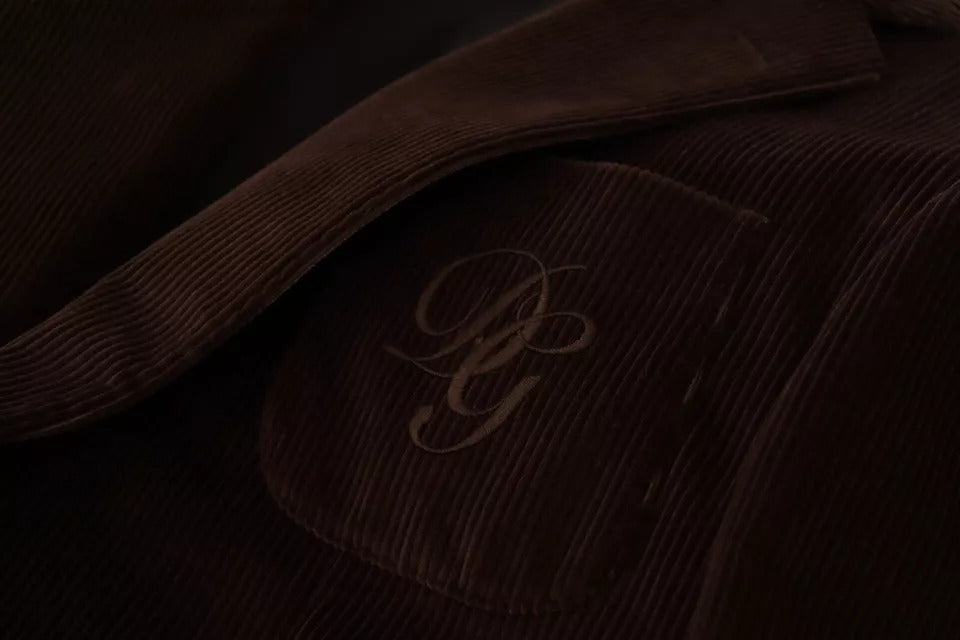 Abrigo ajustado de pana marrón Blazer con logotipo de DG
