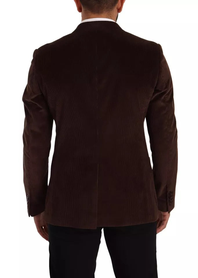 Abrigo ajustado de pana marrón Blazer con logotipo de DG