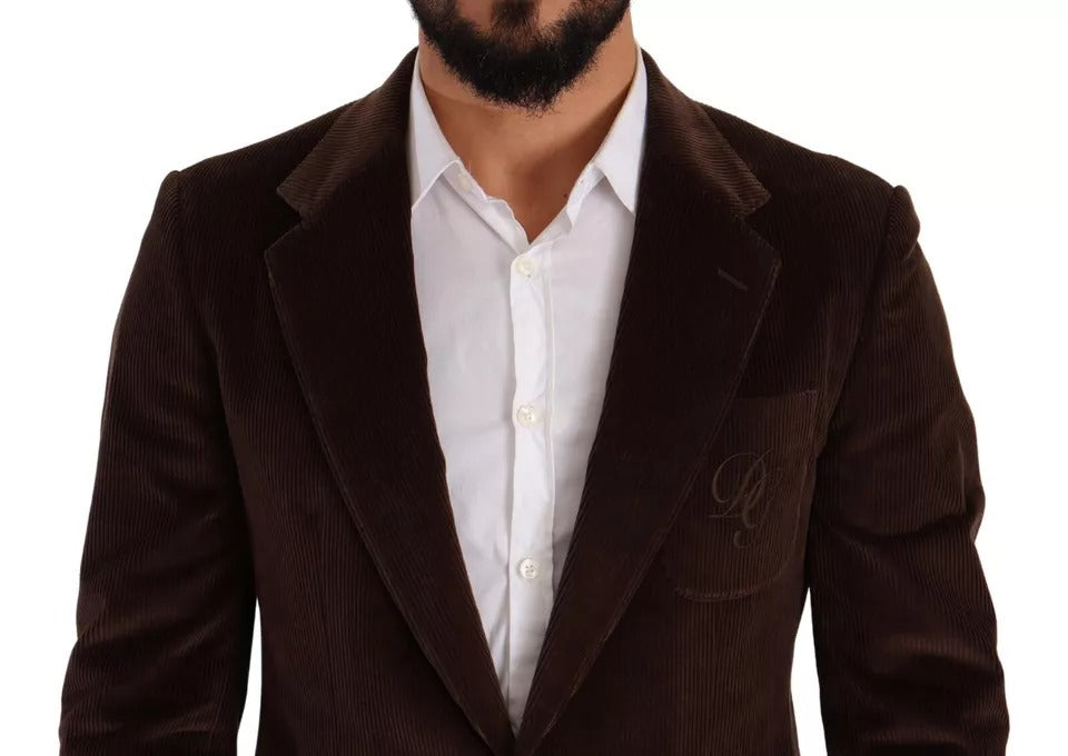 Abrigo ajustado de pana marrón Blazer con logotipo de DG