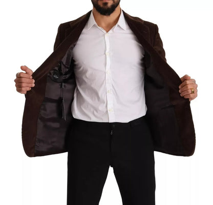 Abrigo ajustado de pana marrón Blazer con logotipo de DG