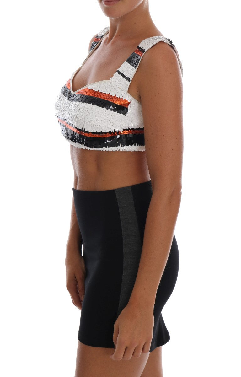 Top bustier con lentejuelas en tonos vibrantes
