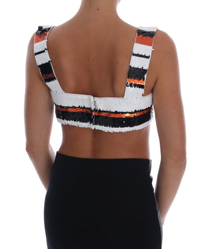 Top bustier con lentejuelas en tonos vibrantes