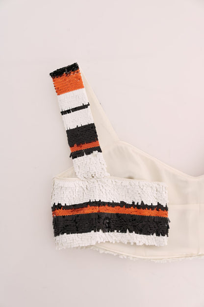 Top bustier con lentejuelas en tonos vibrantes